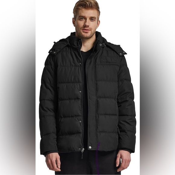 Wantdo Men's Waterproof Puffer Coat - Recycled, Windproof Winter Jacket With Detachable Fur Hood